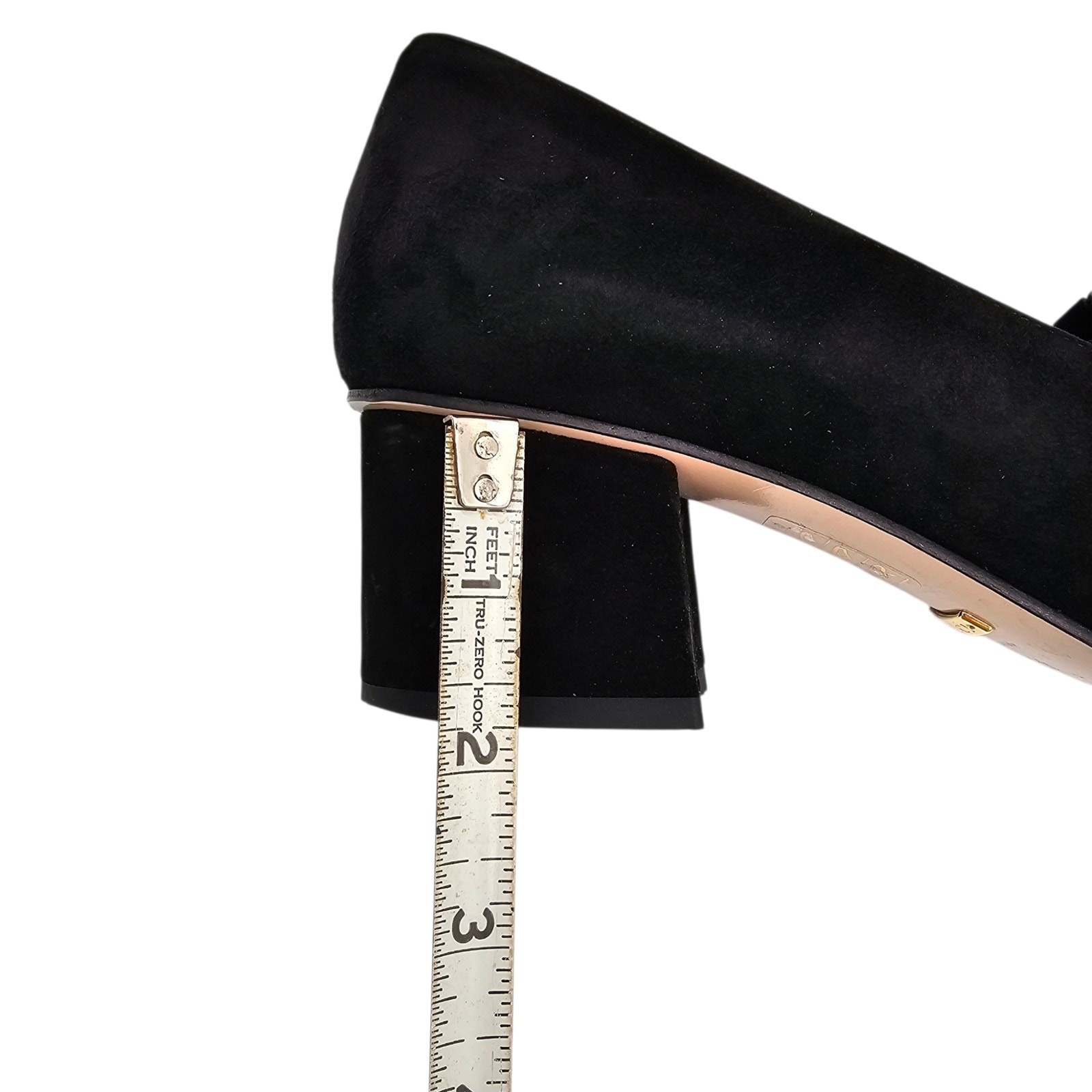 Gucci GG Marmont Fringe Block Heel Pump Black Suede Square Toe Size 38 US 8