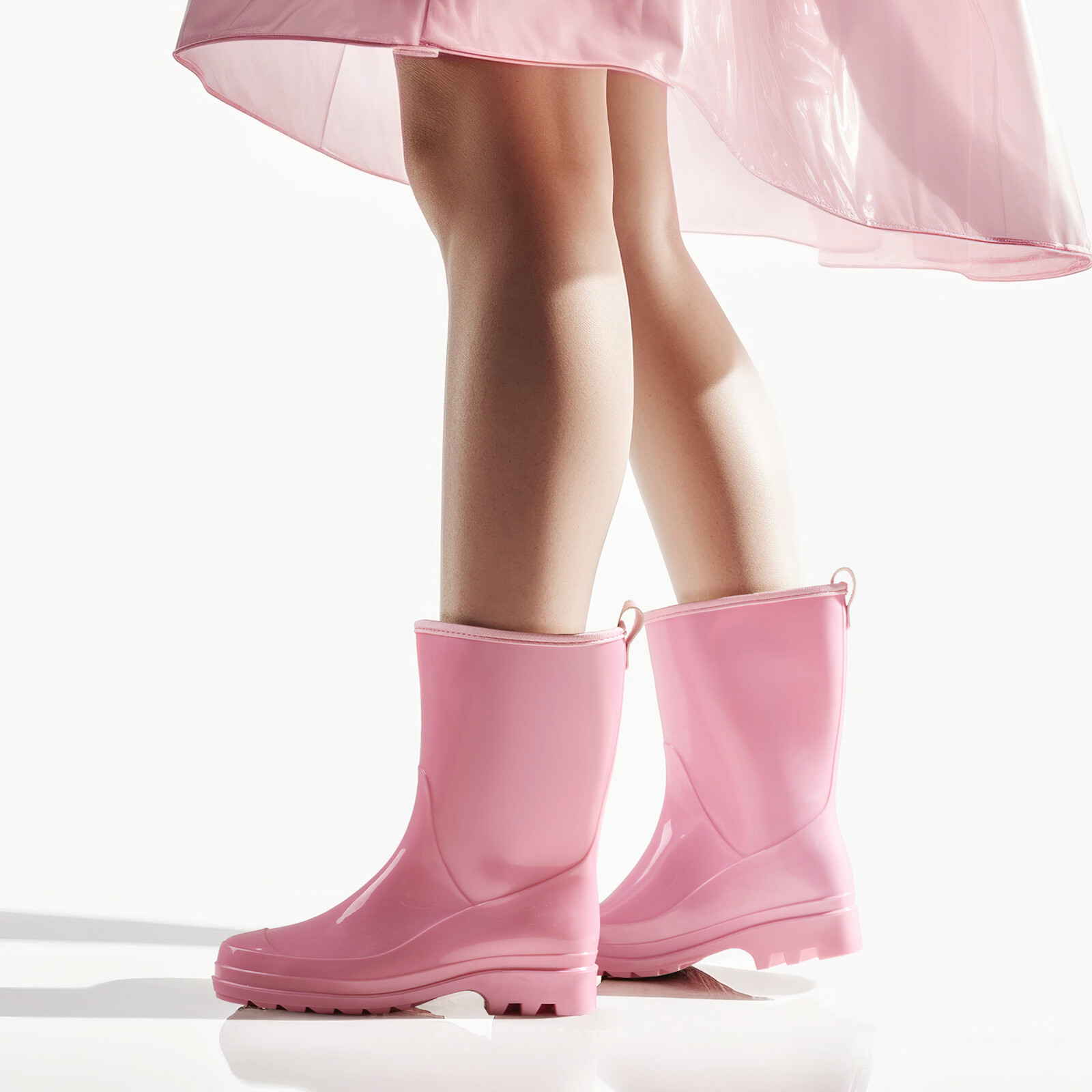 HISEA Women Waterproof Rain Boots Glossy Mid-Calf Wellies Non-Slip Garden Shoes