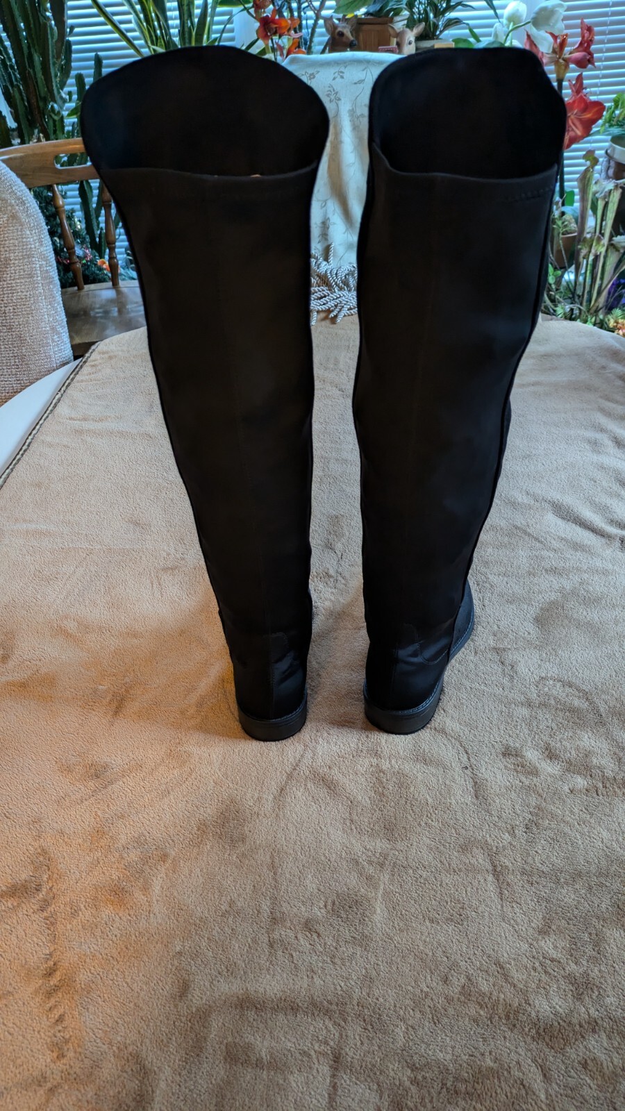 Rebel women’s black textile / faux suede over the knee boot, size 6