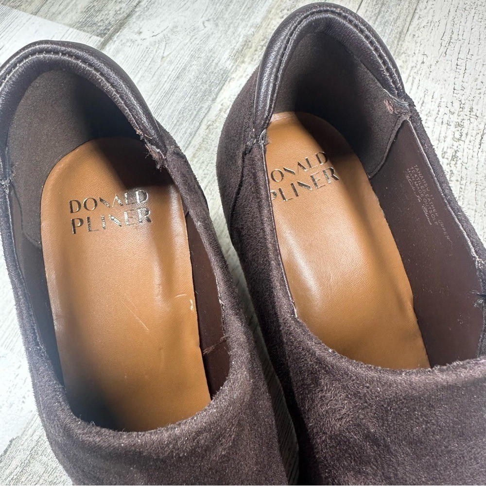 Donald Pliner Wedge Pump Tanah Women’s 11 Textile Leather Brown Chocolate