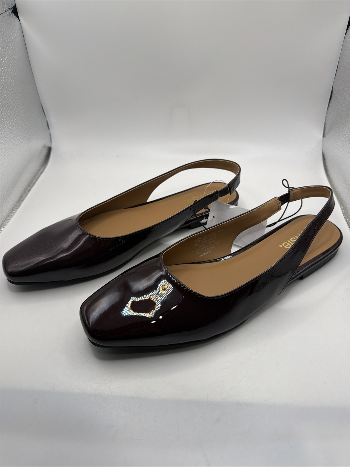 Kensie «Felice» Women’s Faux Patent Leather Slingback Flat Dress Shoe Size 7.5.