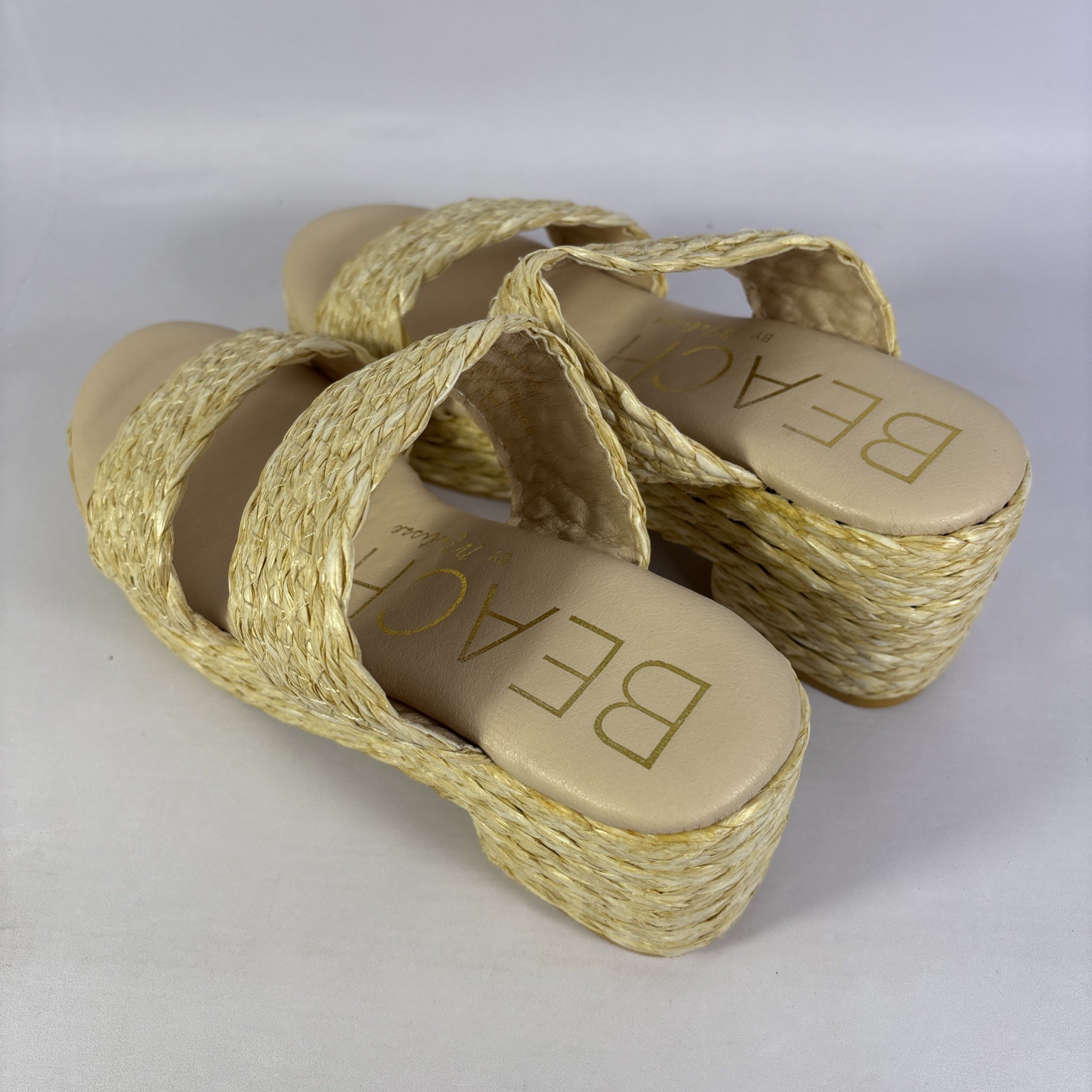 Beach By Matisse Sandal Women’s 8M Slide Platform Heel Raffia CLEAN