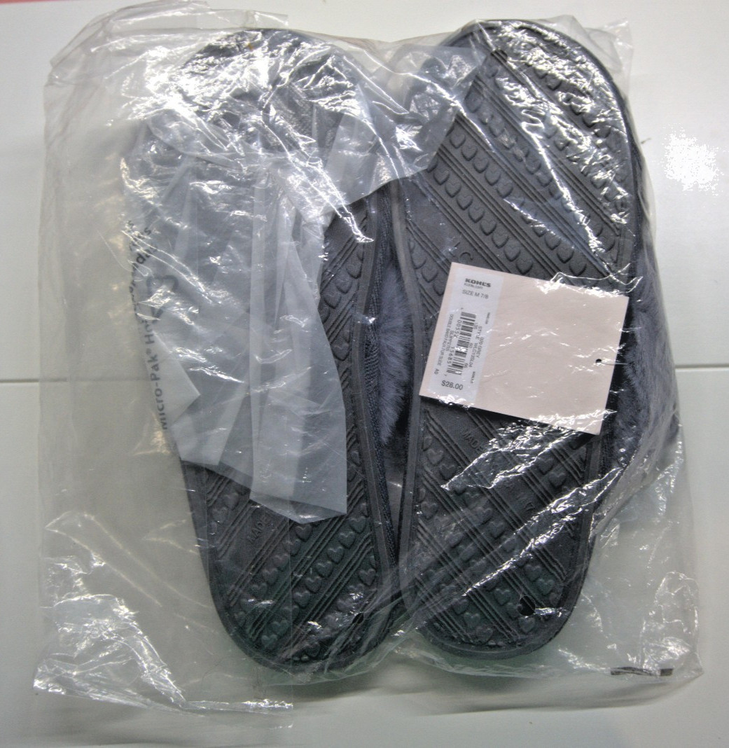 Lot of 4 – LC Lauren Conrad Double Band Faux Fur Slide Slippers Gray M 7/8