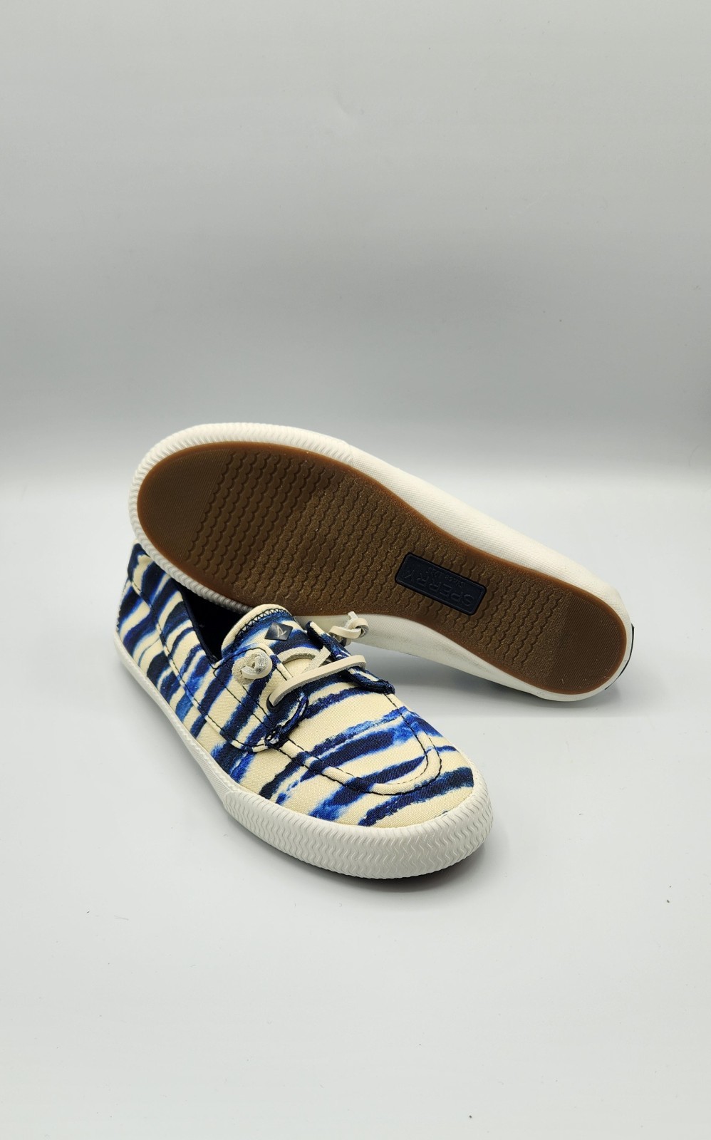 Sperry Lounge Away 2 Tie Dye Navy Slip On Boat Shoes NIB Women’s Size 6.5