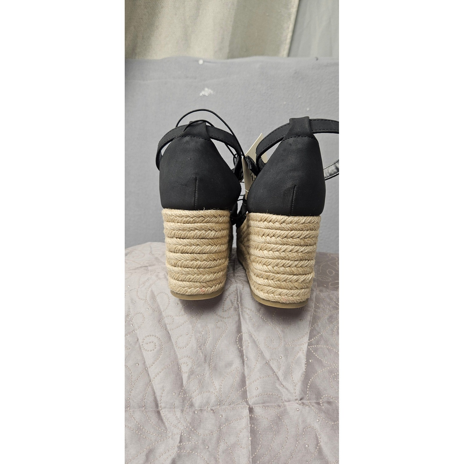 a.n.a Lisa Black Woven Espadrille Wedge Platform Sandals Womens 8.5M New