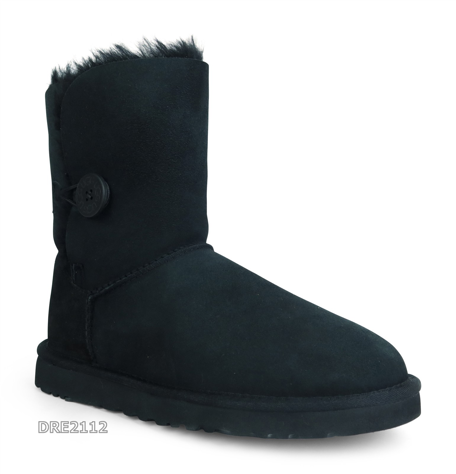 UGG Australia Bailey Button Black Suede Fur Boots Womens Size 11 *NIB*