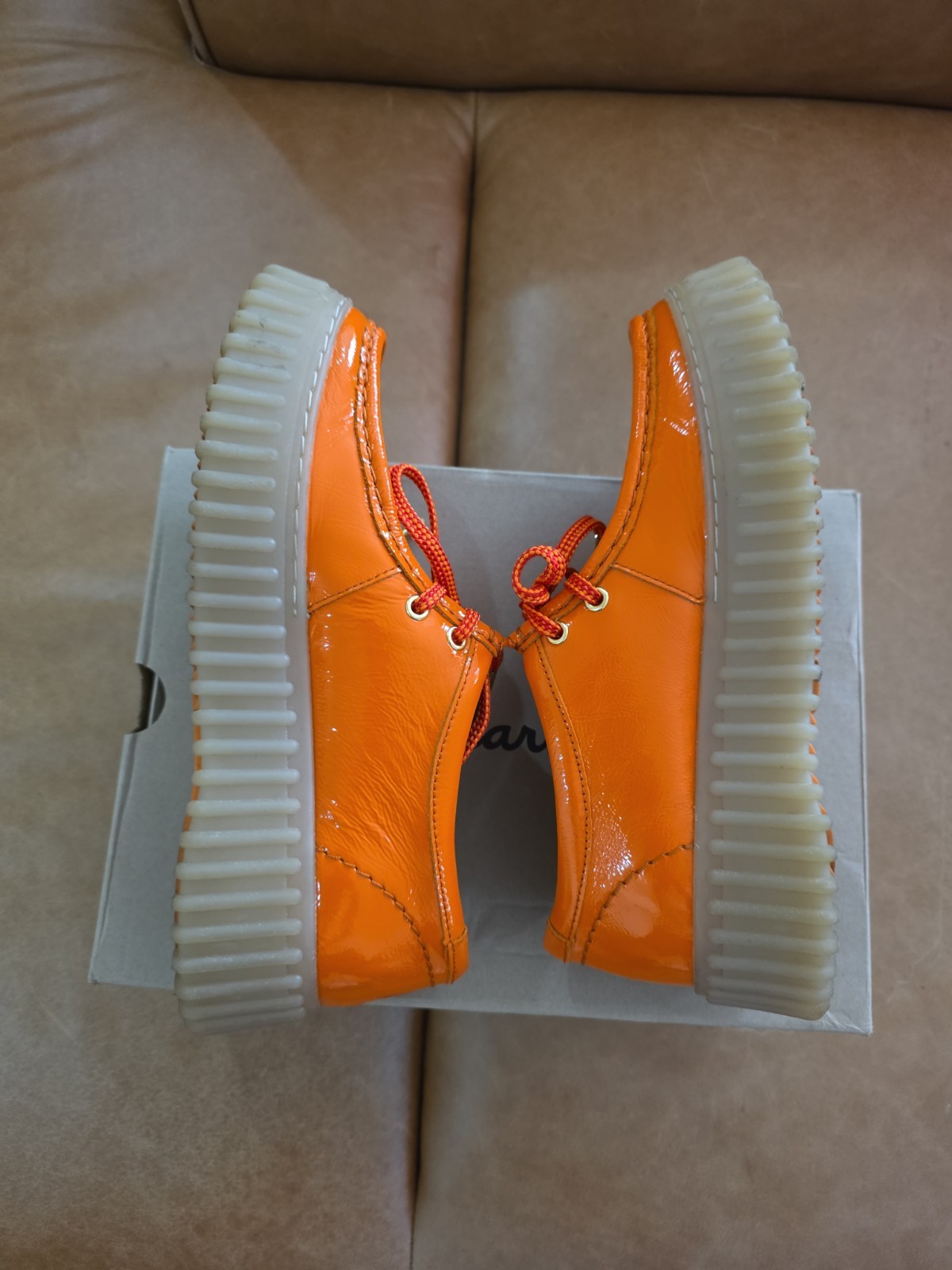 Clark’s Collection Torhill Bee Bright ORANGE Patent Leather UK 5.5 EUR 39