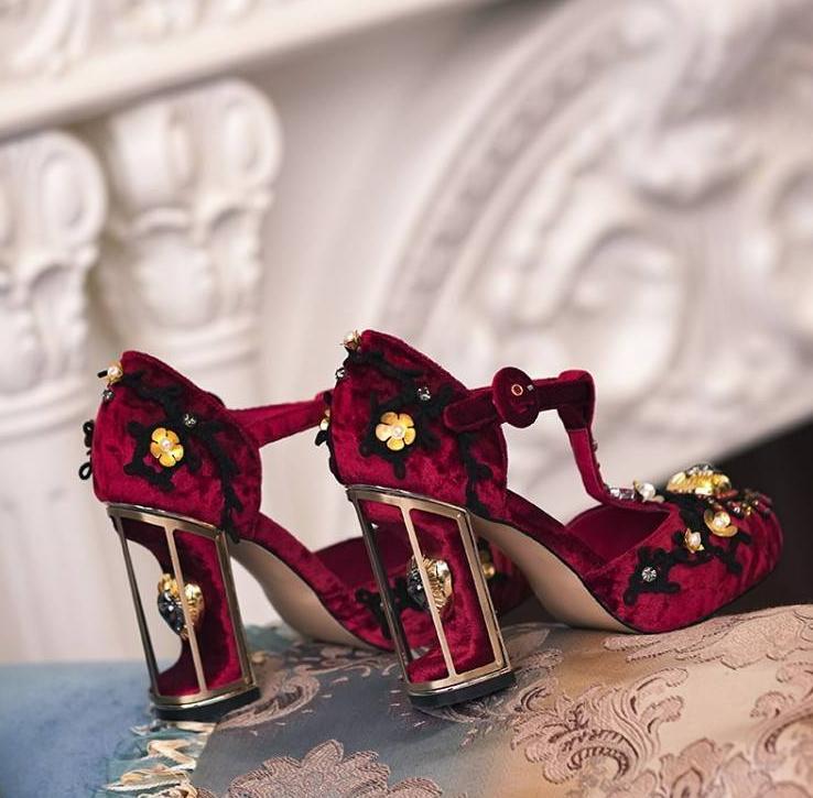 Womens Rhinestone Round Toe Block Heel Embroidered High Heel Wedding Shoes Hot