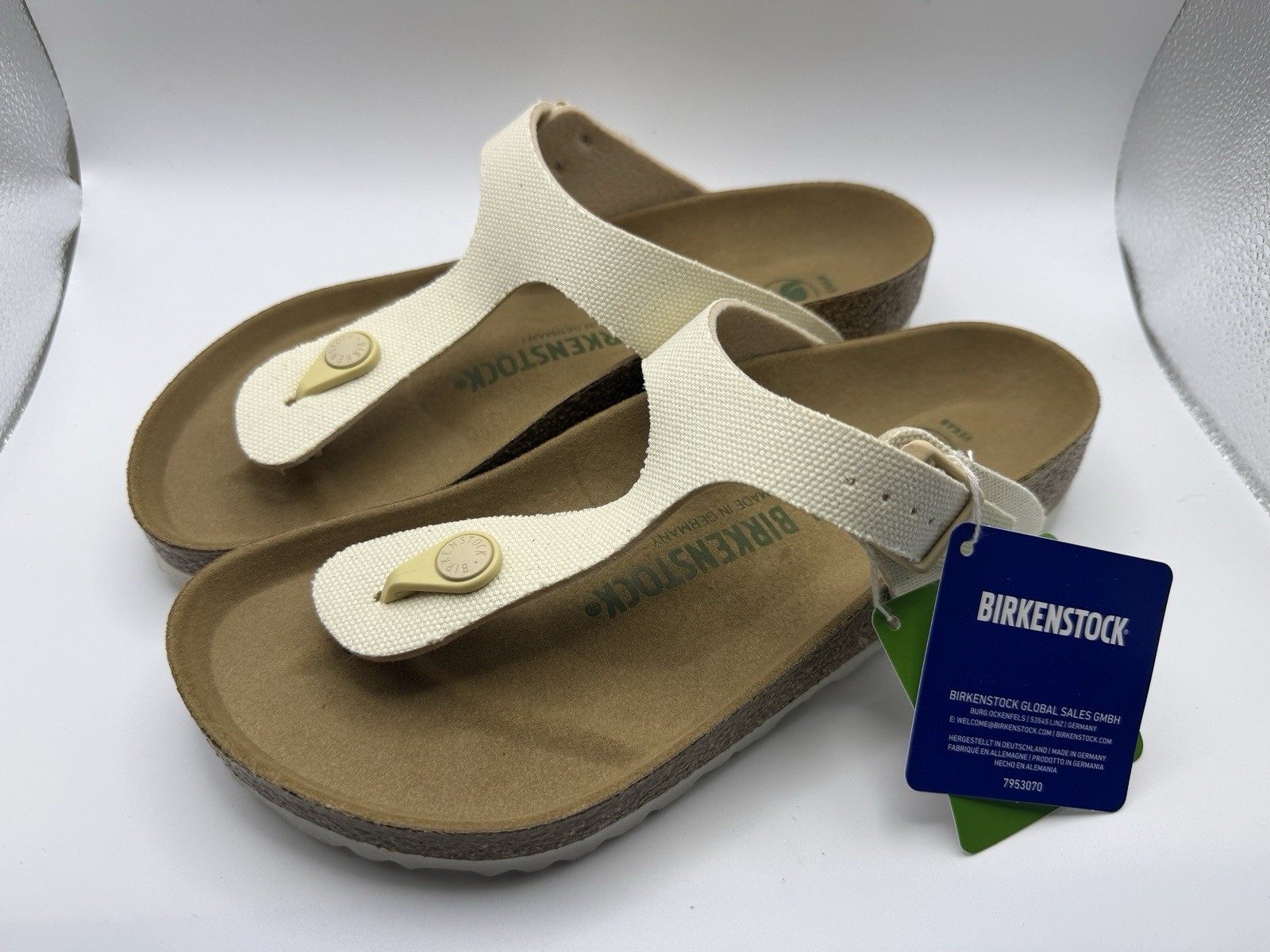 Birkenstock sandals women 38 Gizeh Rivet Logo Vegan Canvas Eggshell
