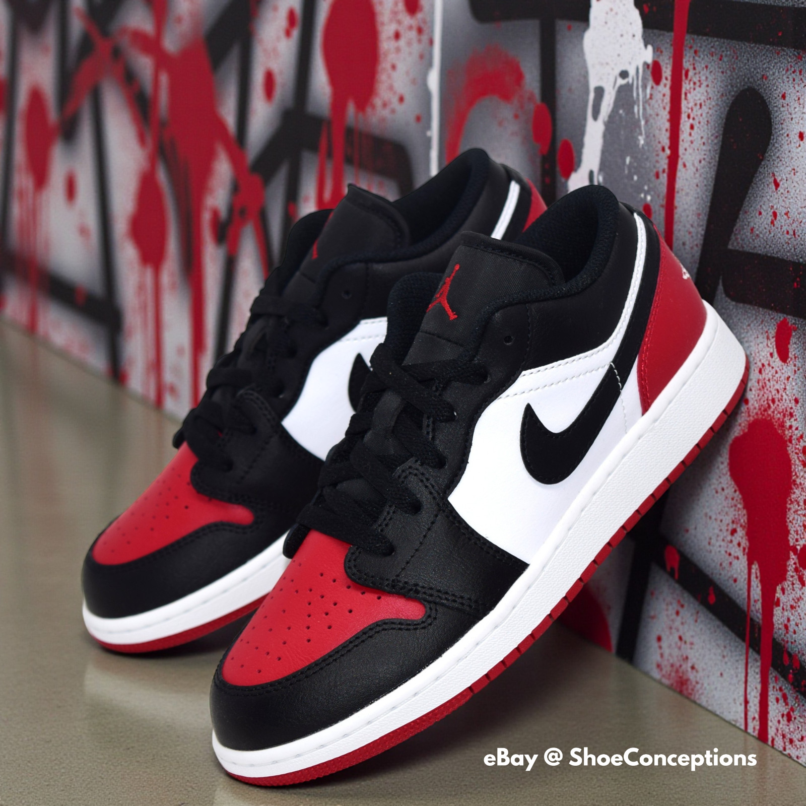 Nike Air Jordan 1 Low (GS) Shoes White Black Varsity Red 553560-161 Multi Sizes