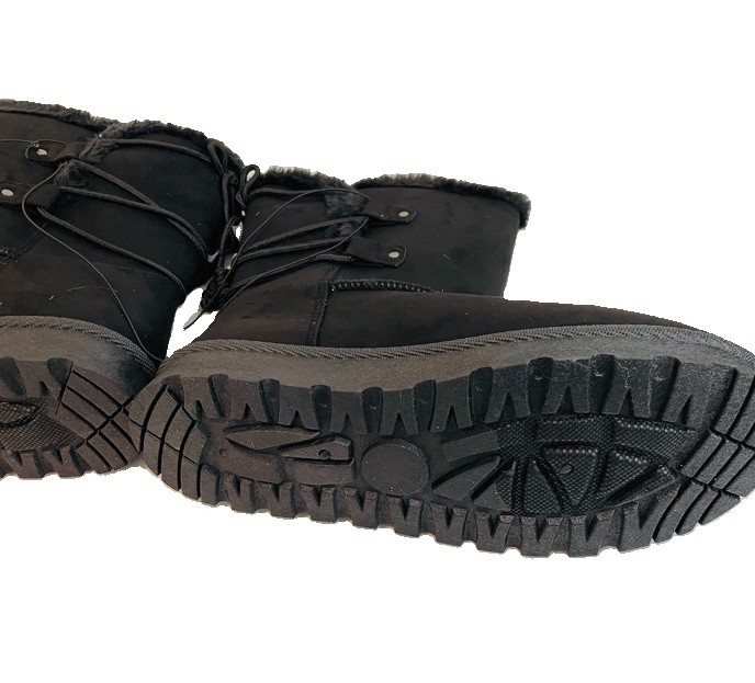 New! Women’s Black Suede Ankle Boot Faux Fur Lace-Up Wedge Shoe 7.5 Winter Fall