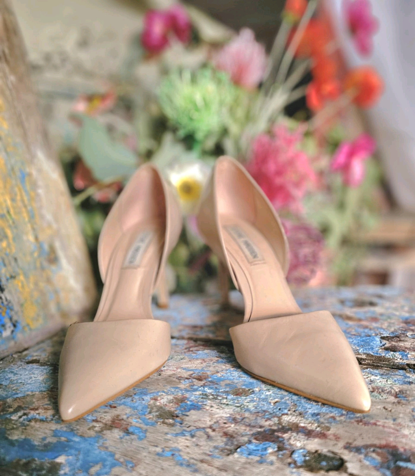 STEVE MADDEN Nude Beige Stilletto Closed Pointed Toe Heels Pumps SIZE AU 6.5 EUC