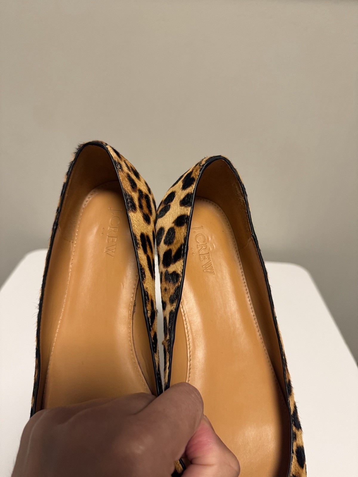 J.Crew Leopard Print Marina Calf Hair Trendy Ballet Pointed Toe Flats US 9.5