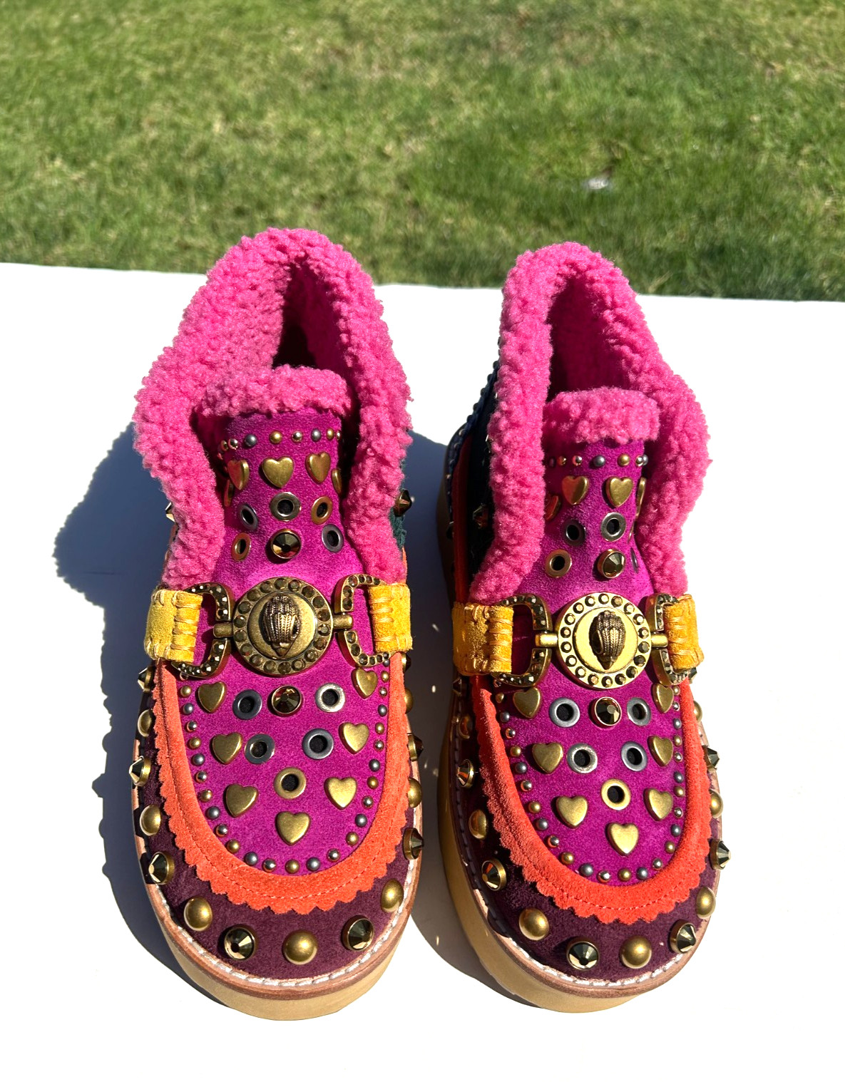 Kurt Geiger London Mansion Cozy Platform Boots 6.5 EU 36.5 Pink Studded $348 NEW