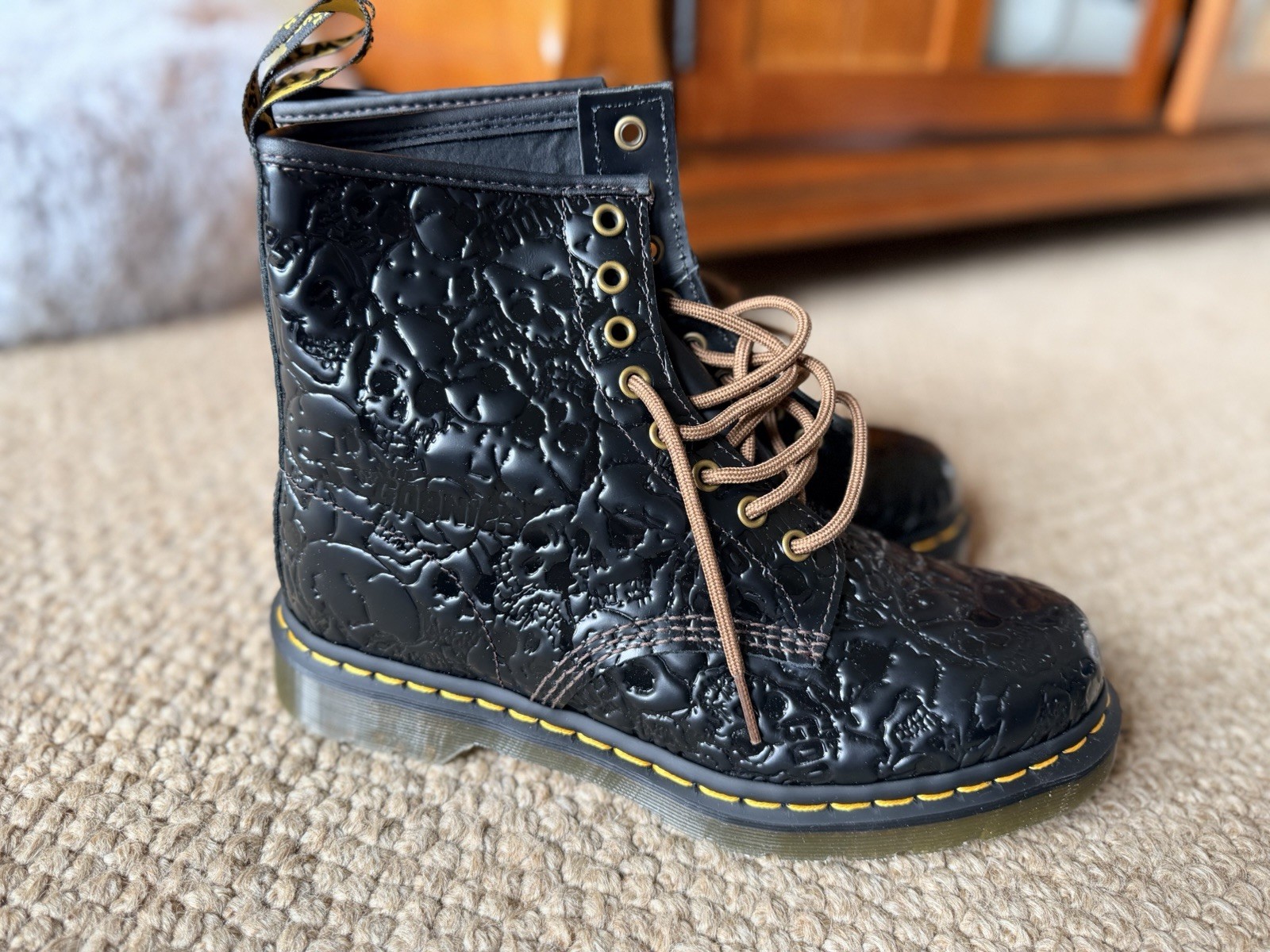 Goonies Dr. Martens 1460 Women’s US 9 Black Embossed Leather Lace-Up Boots NIB