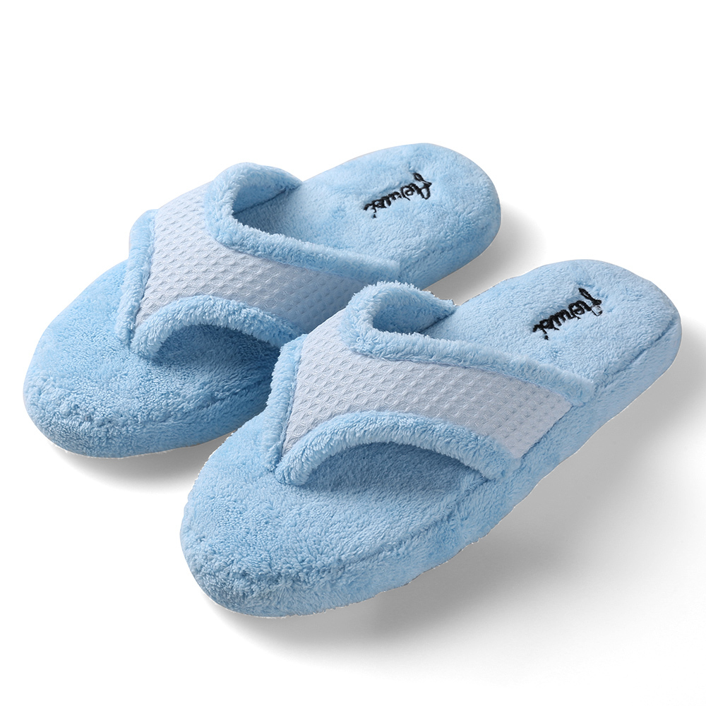 Aerusi Women Slippers Fleece Soft Flip Flops Spa Bedroom Indoor House Shoes