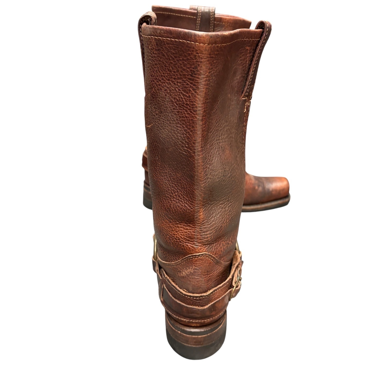 Vintage Frye Brown Leather Belted Harness Boots 77250 Pull On O-Ring Size 8