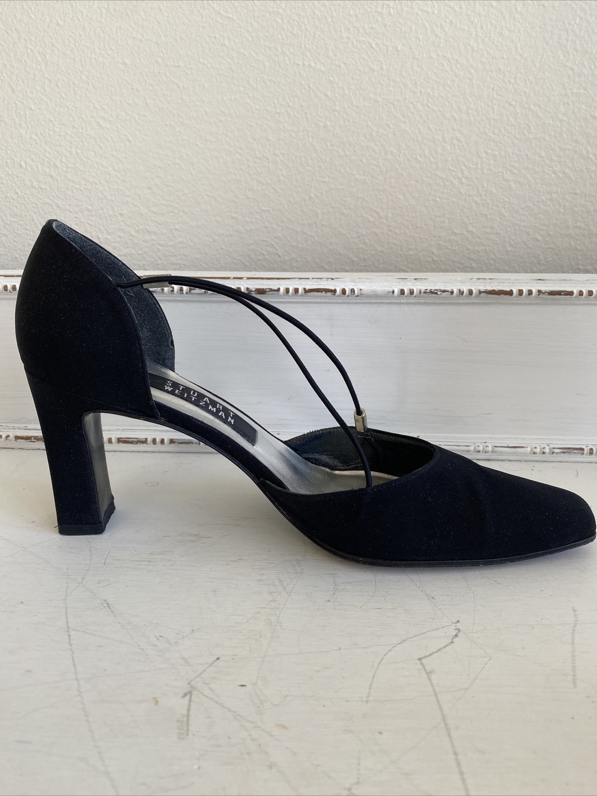 Stuart Weitzman “Rondex Black Peau” Shoes Size 6 Crystal Rhinestone EUC