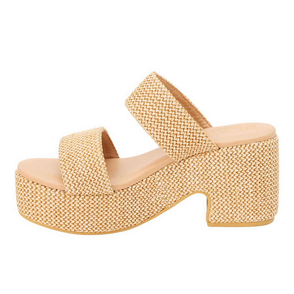 BEACH by Matisse Ocean Ave Platform Block Heels Womens Beige Casual Sandals OCE