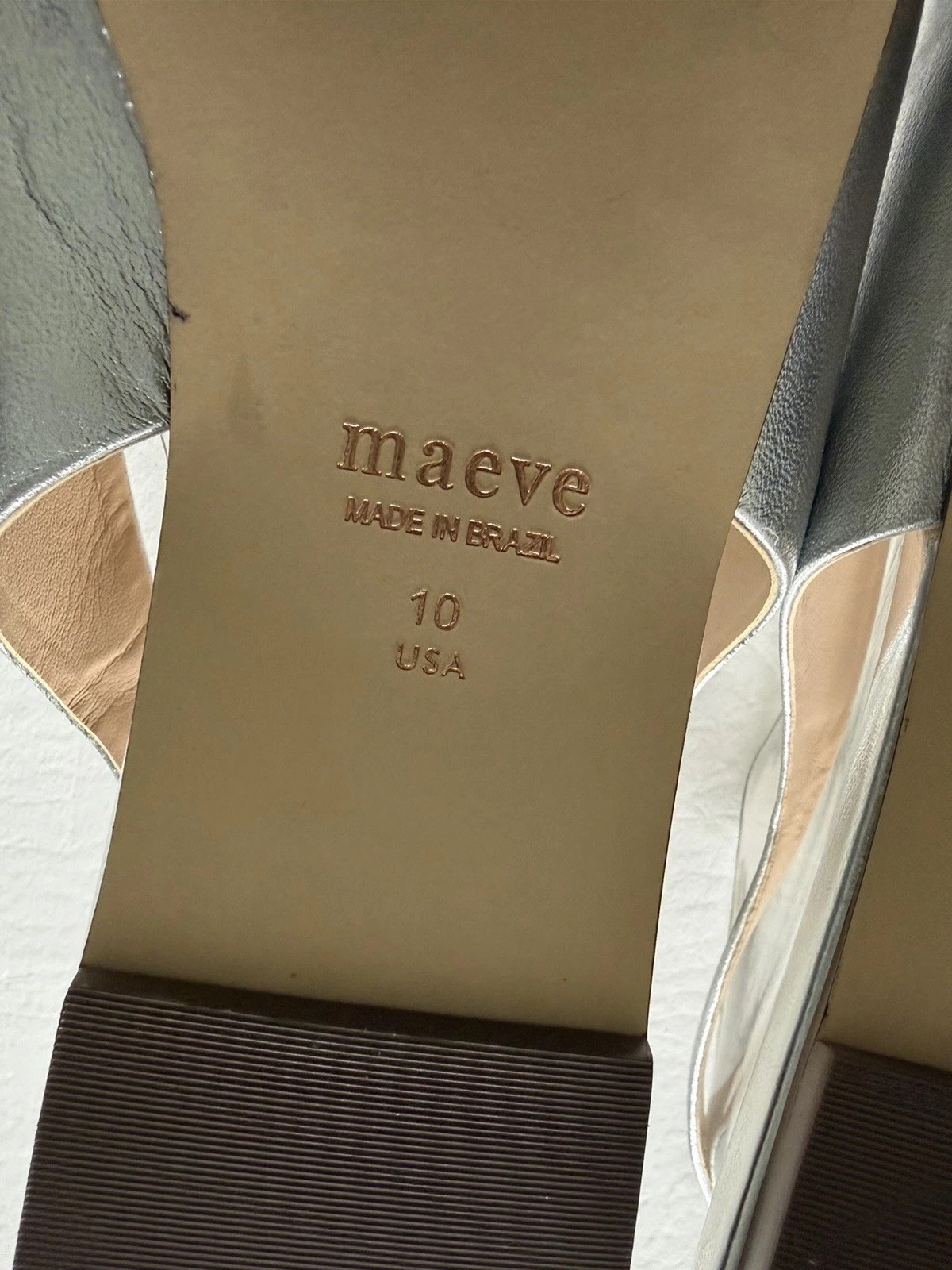 Anthropologie Maeve Bow Sling Back Flats 10M Metallic Festive Pointed Toe Silver