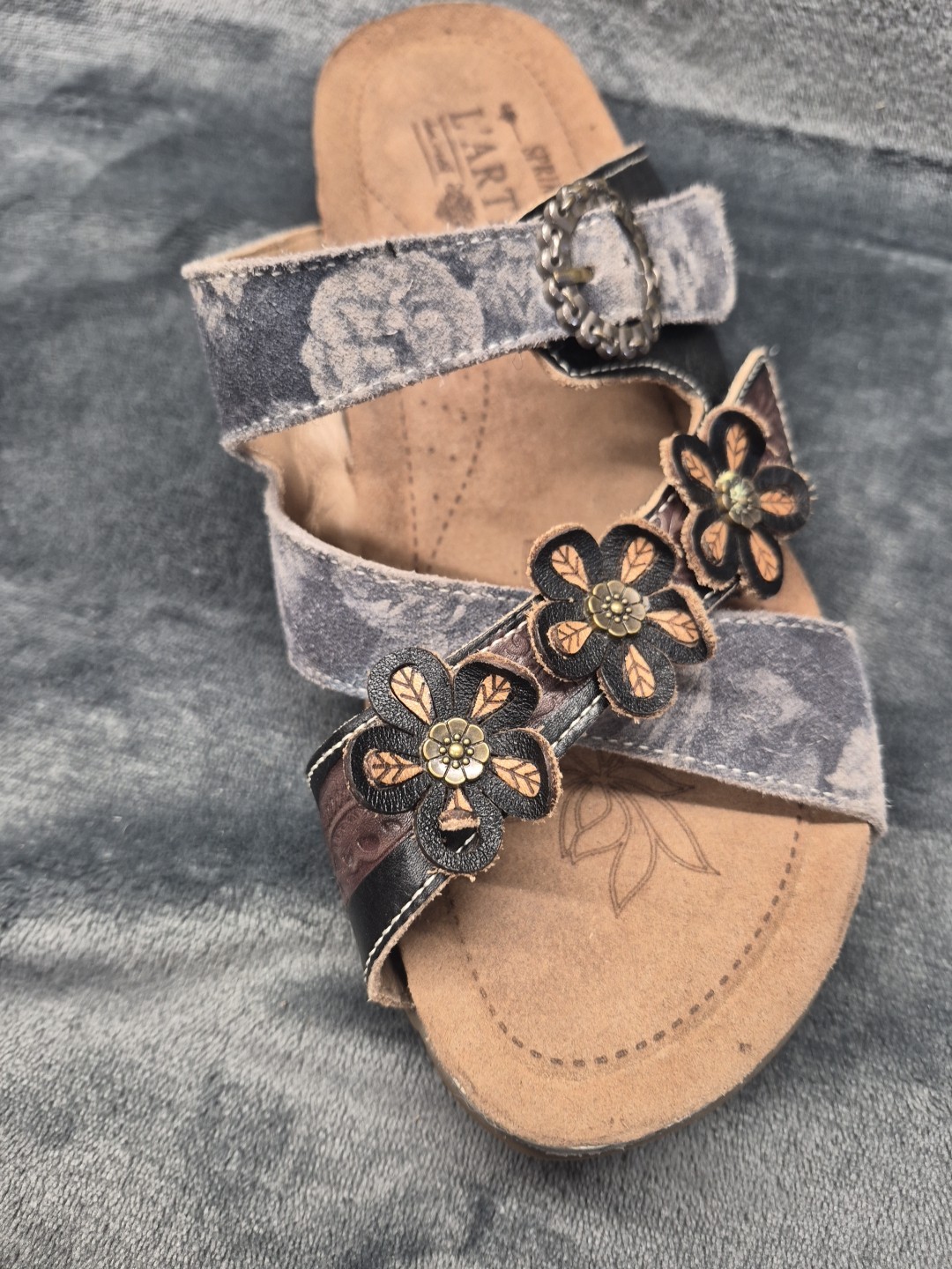 L’artiste Caelana By Spring Step slide Sandals 39 (USA 8.5) In Gray Tone