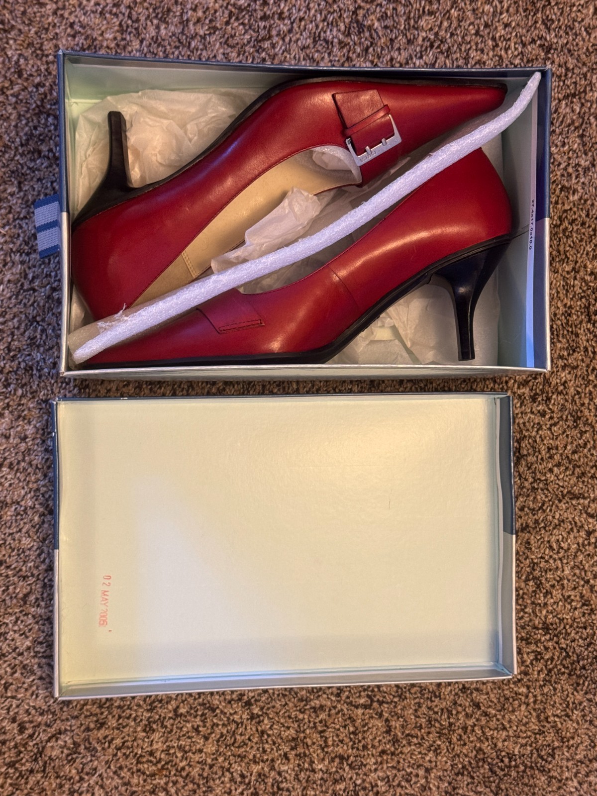 NIB Circa Joan & David CJ Calliope Red Leather Pumps Sz 7M Deadstock w/ Dust Bag
