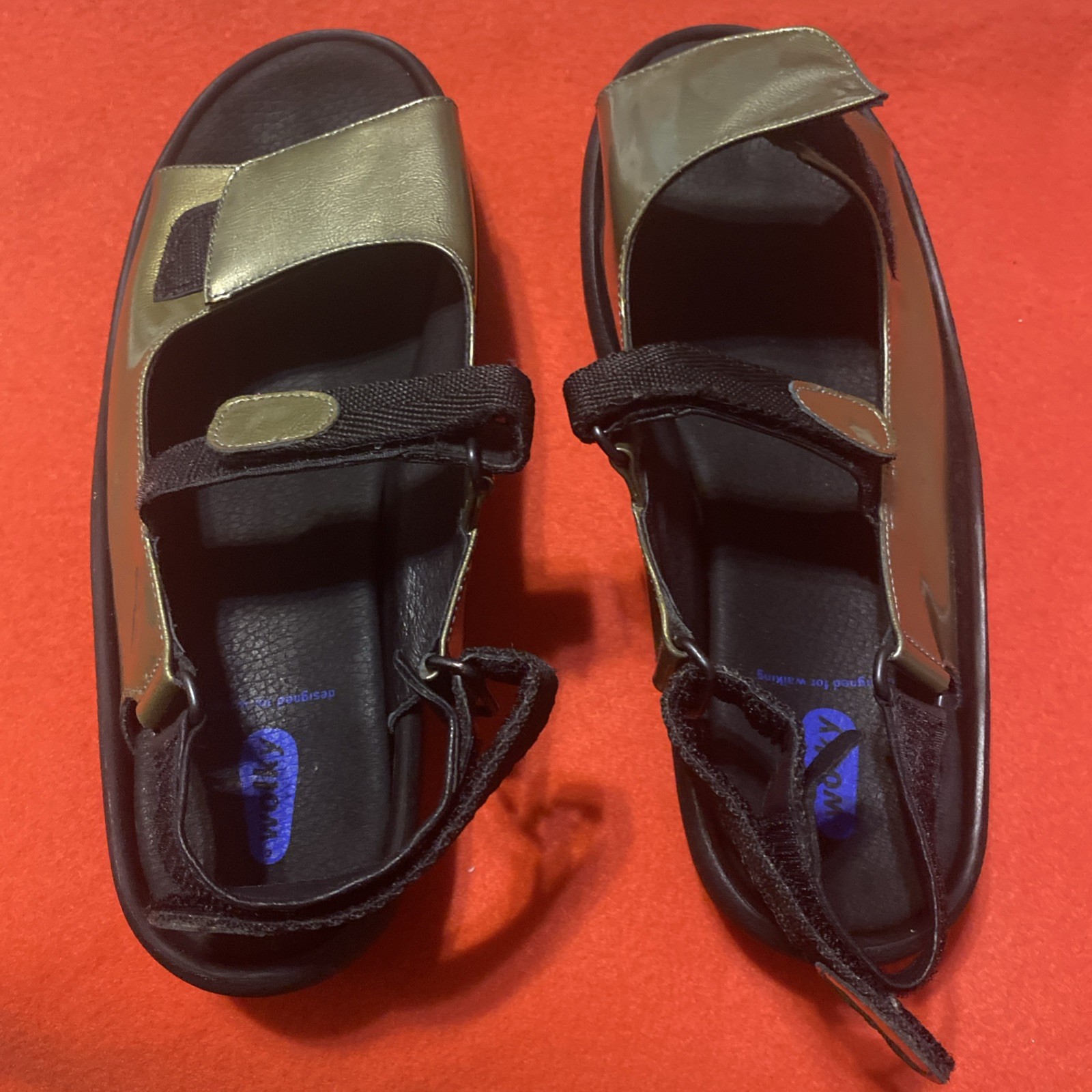 Wolky Silver Patent Leather Sling Back Sandals Wm Sz42/10-10.5 Removable Footbed