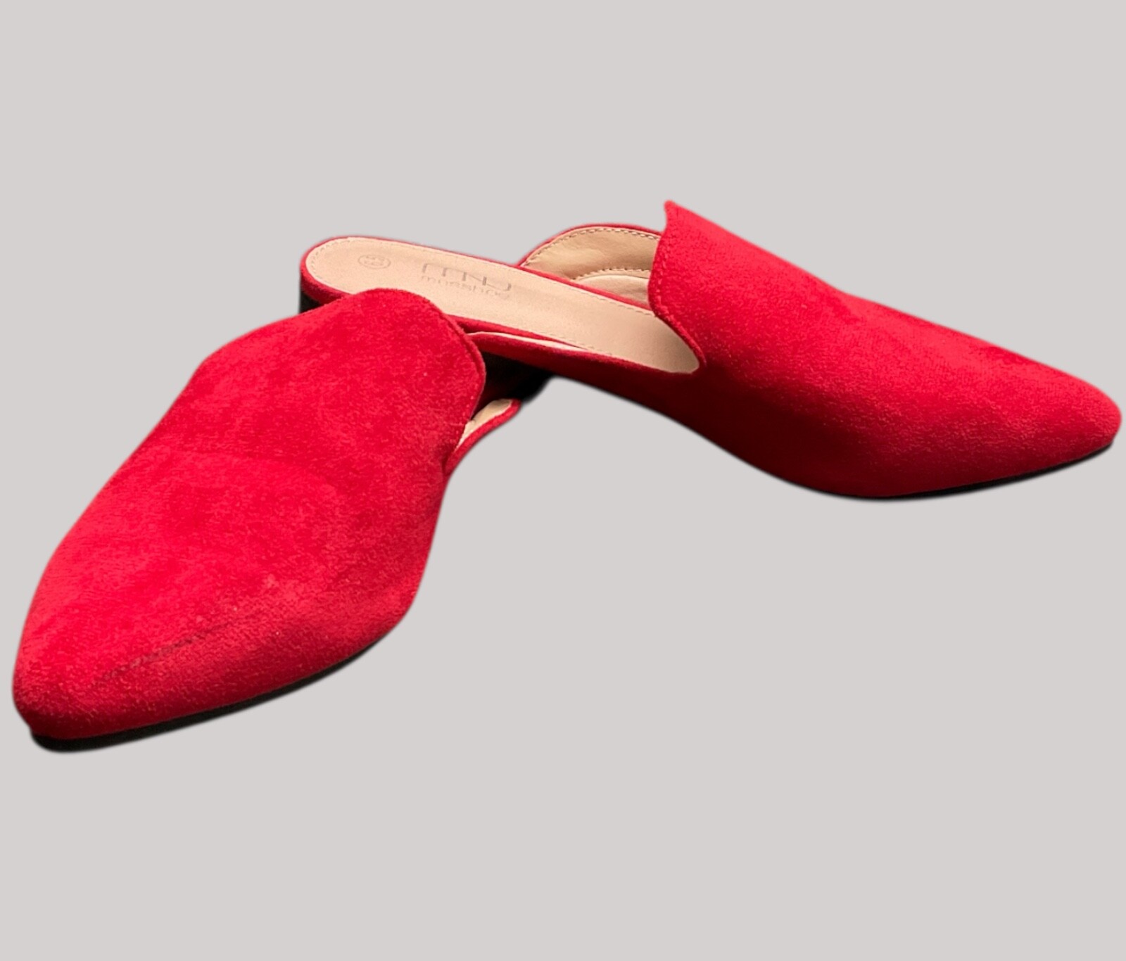 Musshoe Red Suede Like Slip On Mules Size 6.5