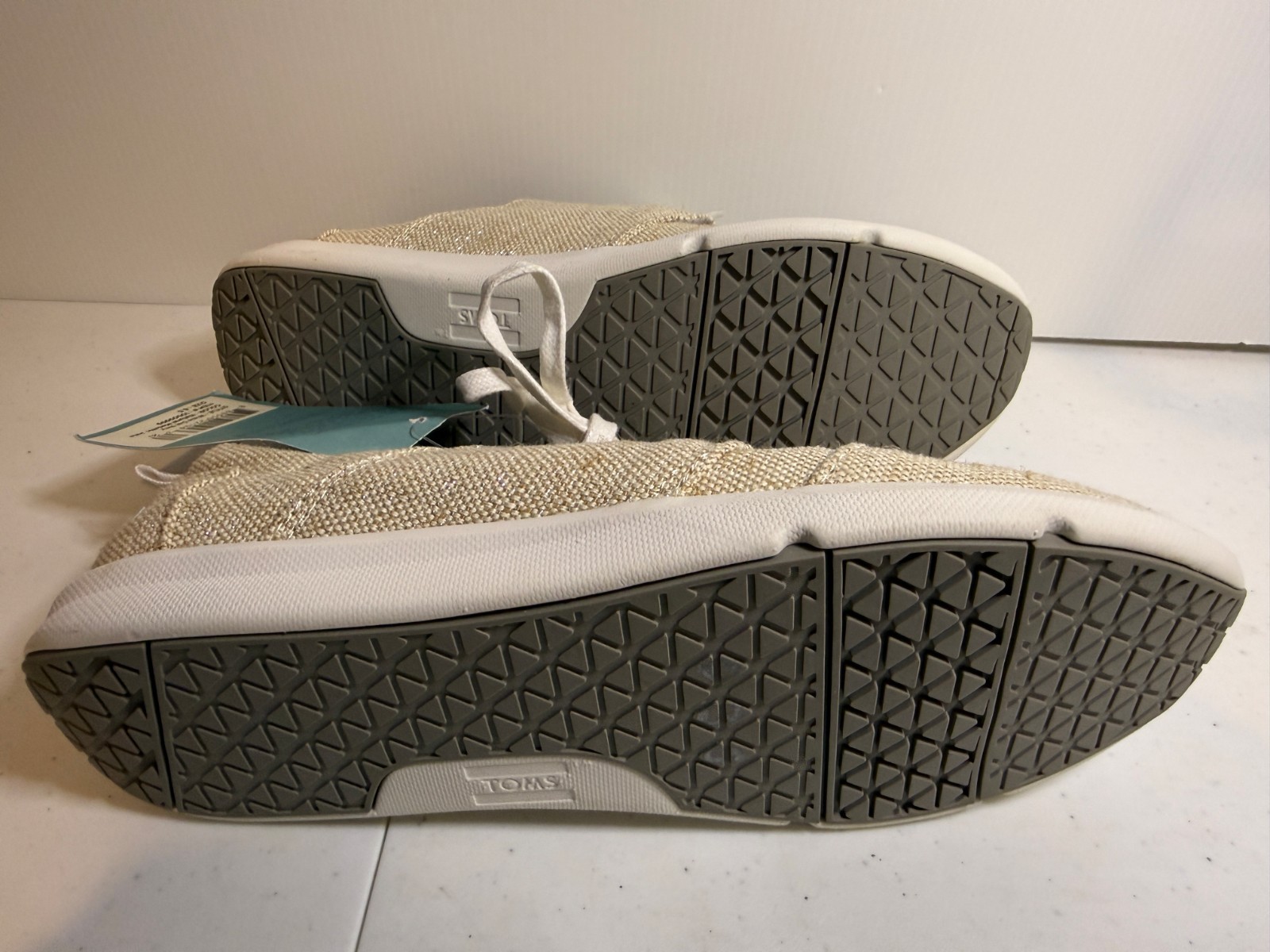 TOMS Womens Del Rey Natural Metallic Jute Lace Up Shoes NWT New – 6.5