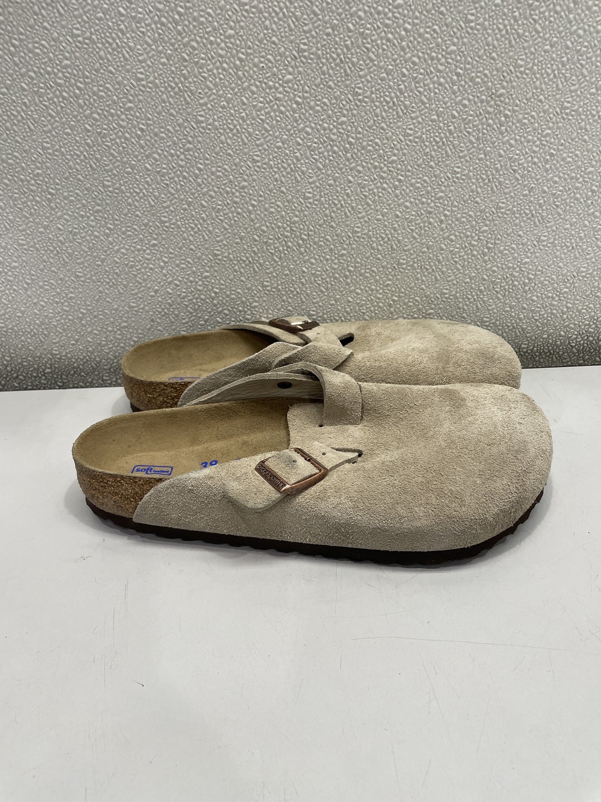 Birkenstock Boston Soft Footbed Suede Leather Clog Unisex W8, M6 In Taupe