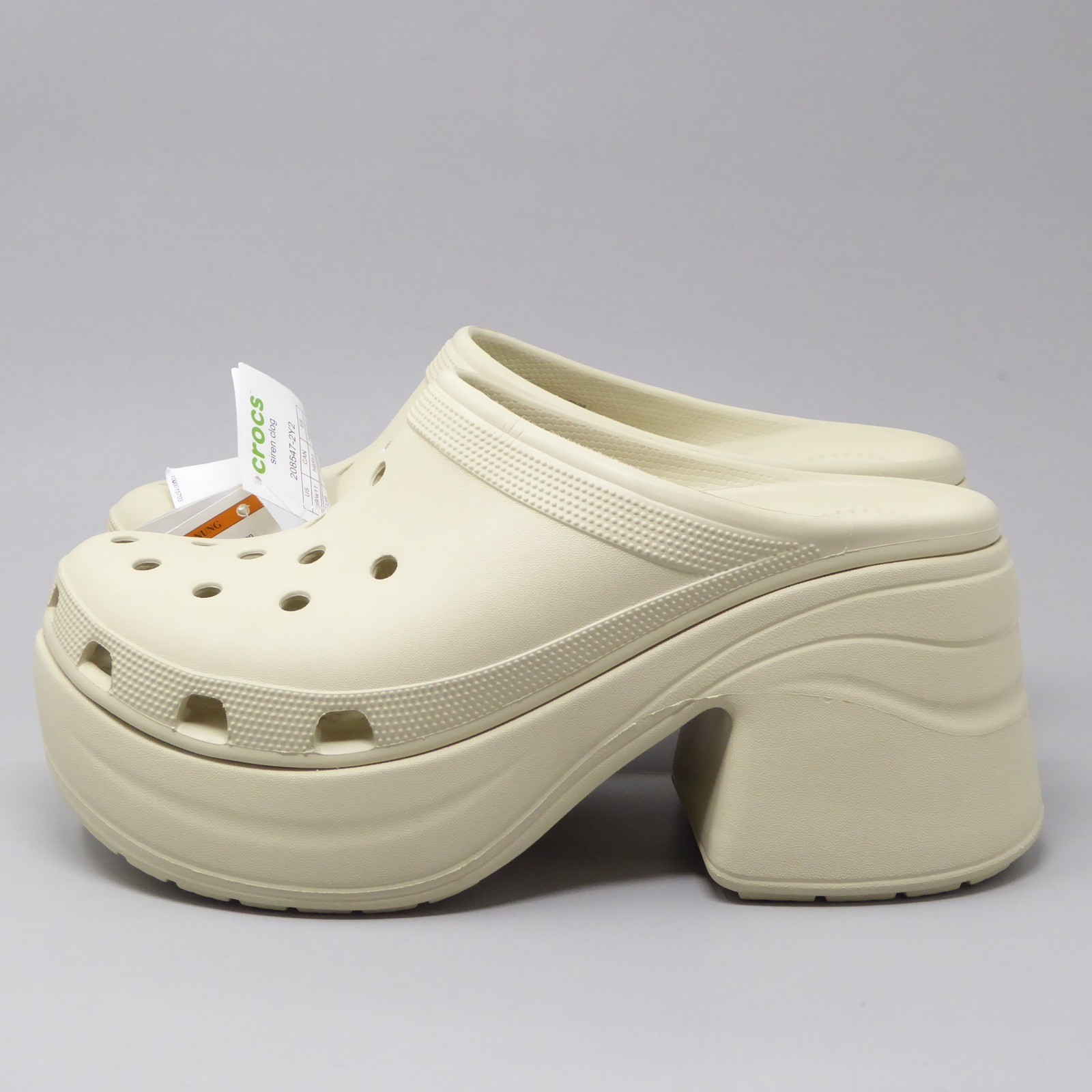 Crocs Siren Clogs Platform Block Heel Chunky Bone Beige Womens 11