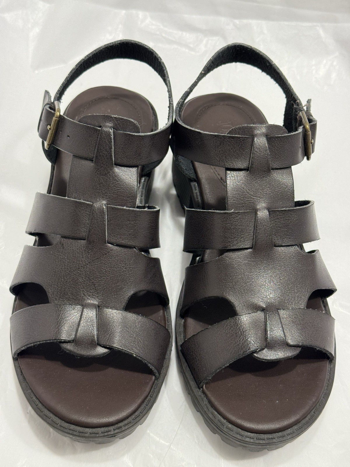 JOE BOXER Ava BROWN Man Made VEGAN Ankle Strapped Gladiator Open Toe Sandals 8M