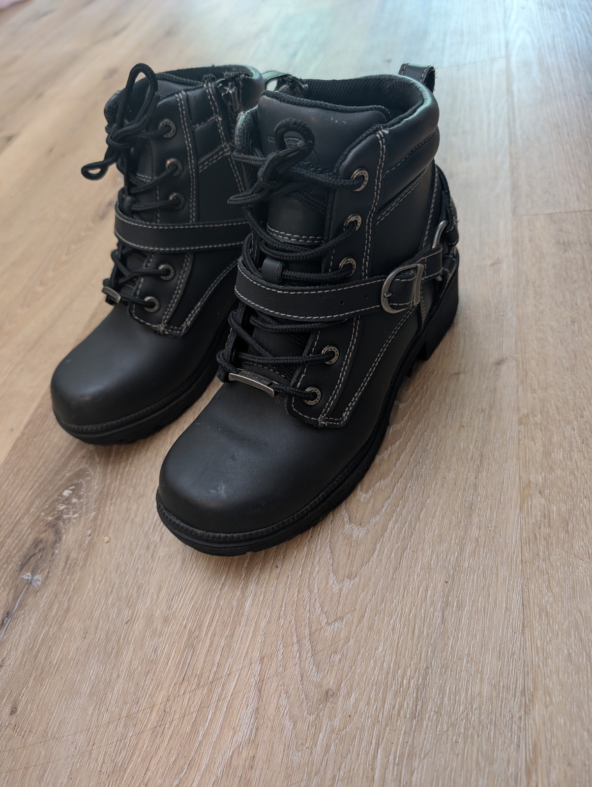 Milwaukee Motorcycle Clothing MB228 Paragon Women’s Black Leather Boots Size 9C