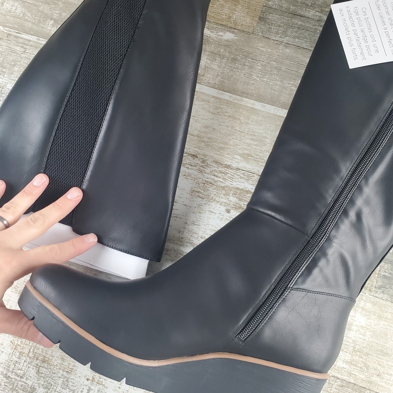 SOUL Naturalizer Adrian Black Tall Boots Womens Sz 11 Wide Width Calf Wedge