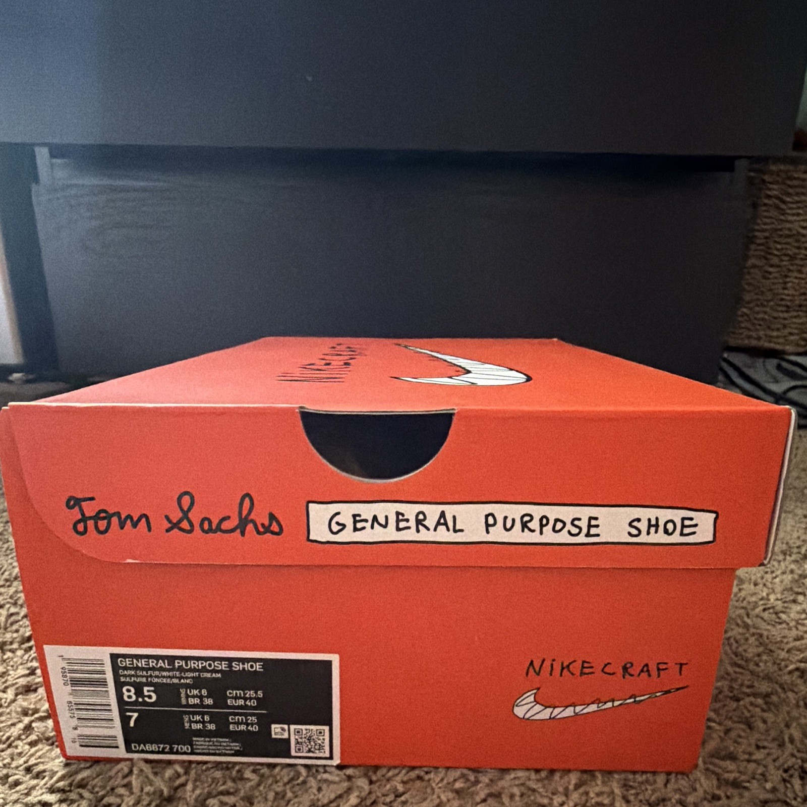 Nike Tom Sachs General Purpose Shoe Dark Sulfur DA6672-700 Sz 8.5W 7M