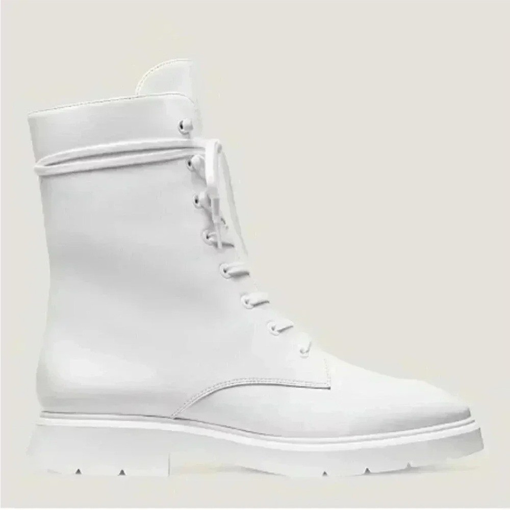 Stuart Weitzman Mckenzee White Leather Combat Boots White Size 6