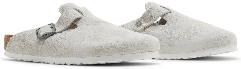 Birkenstock × Stussy Boston Clog Bone White Suede Leather Shoes Wide Size 37-45