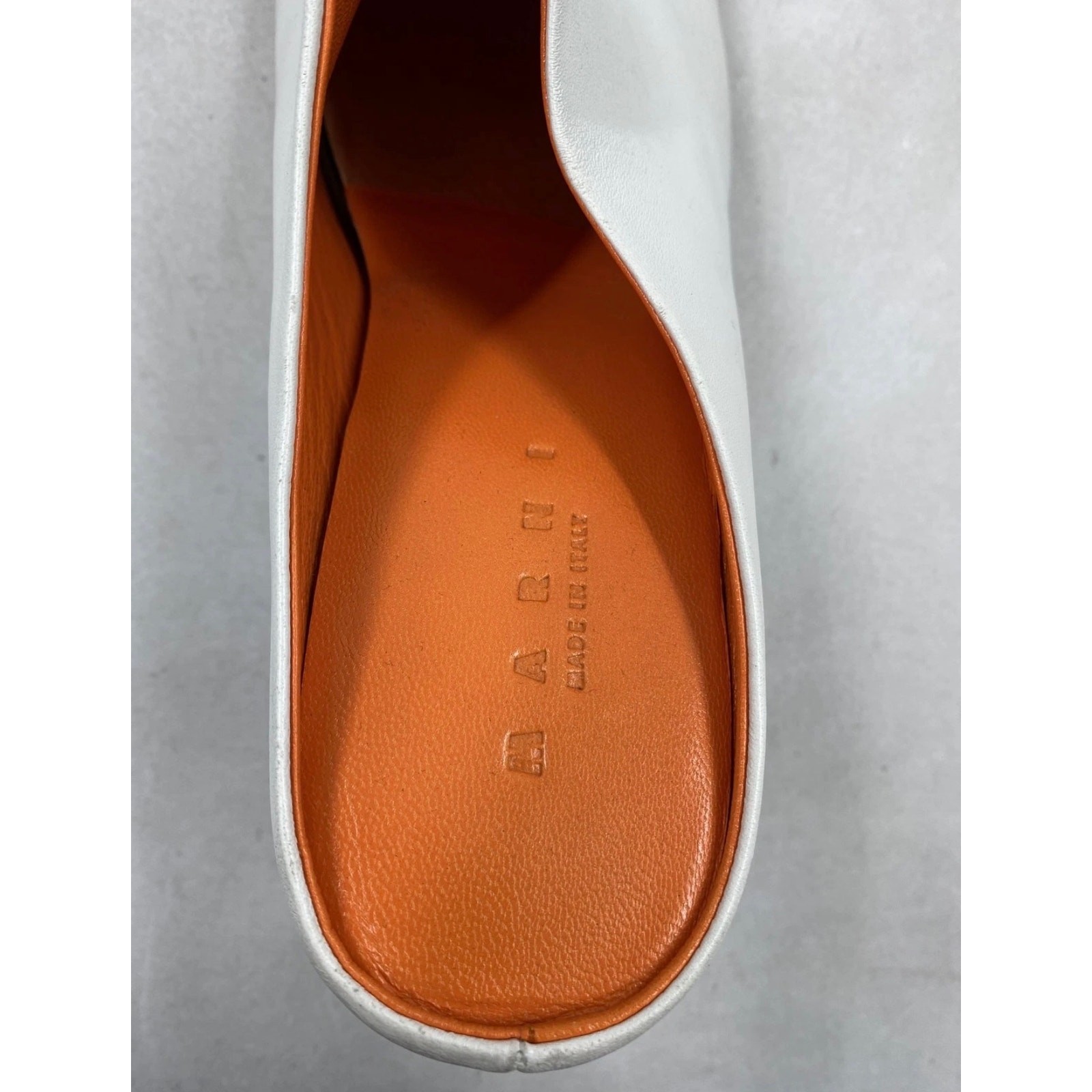MARNI Sabot White 110mm Leather Mules Sz. 40