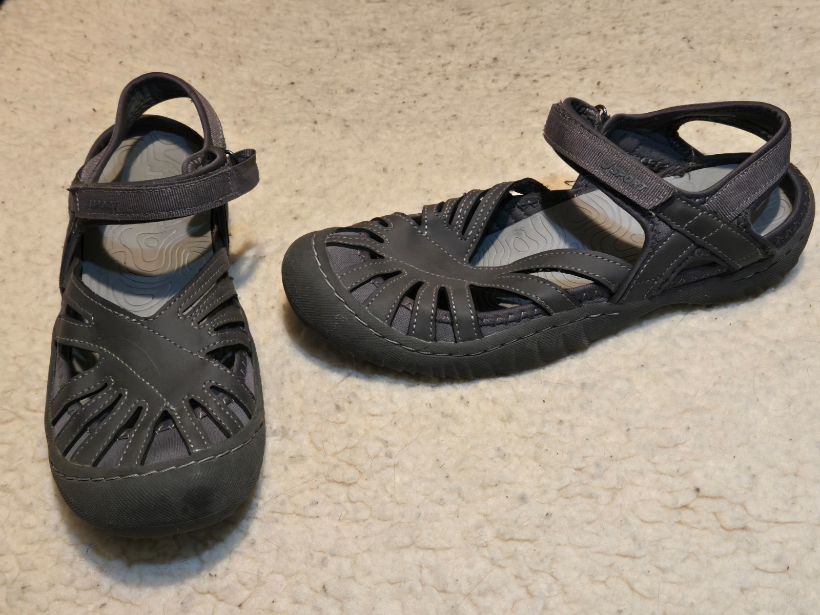 Jsport By Jambu Women’s Size 8 M Gray Poppy Sandals Closed-Toe Adjustable