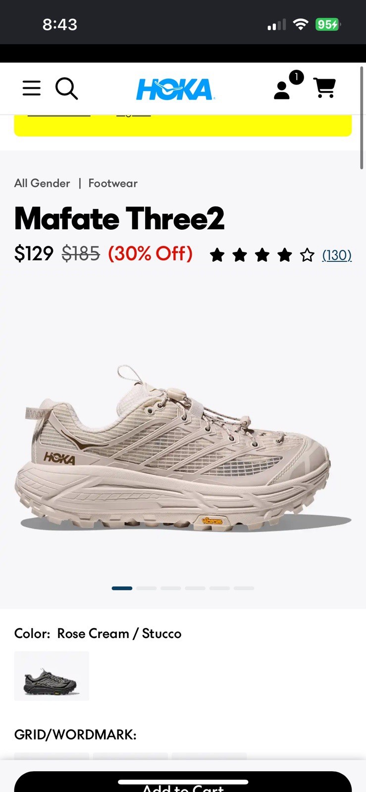 Hoka mafate three2 Rose Cream / Stucco sneakers 7.5