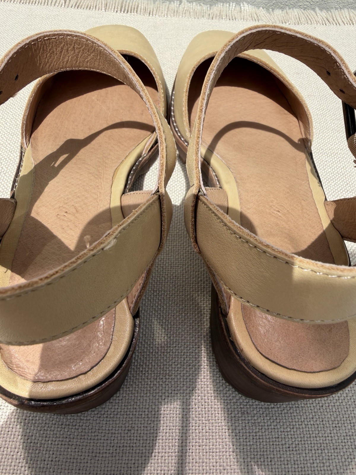 Madewell Claudie Lugsole Mary Jane Heels US 6.5 Beige Leather EUC