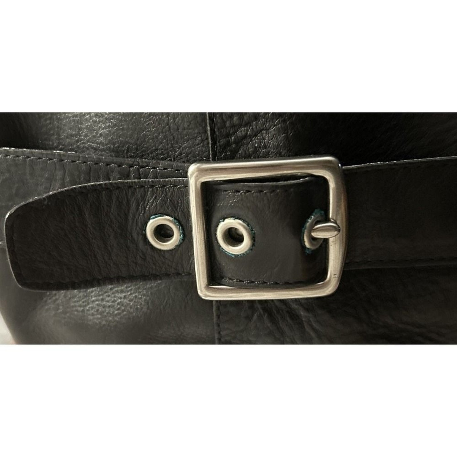 Coach Jordan Riding Boots Black Three Buckle Silver Tall Logo Equestrian Sz 9 B