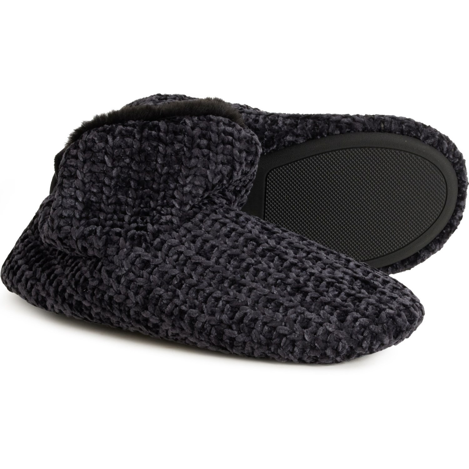 New Dearfoams Women’s Chenille Bootie Slippers Black XL (11-12) Retails for $36
