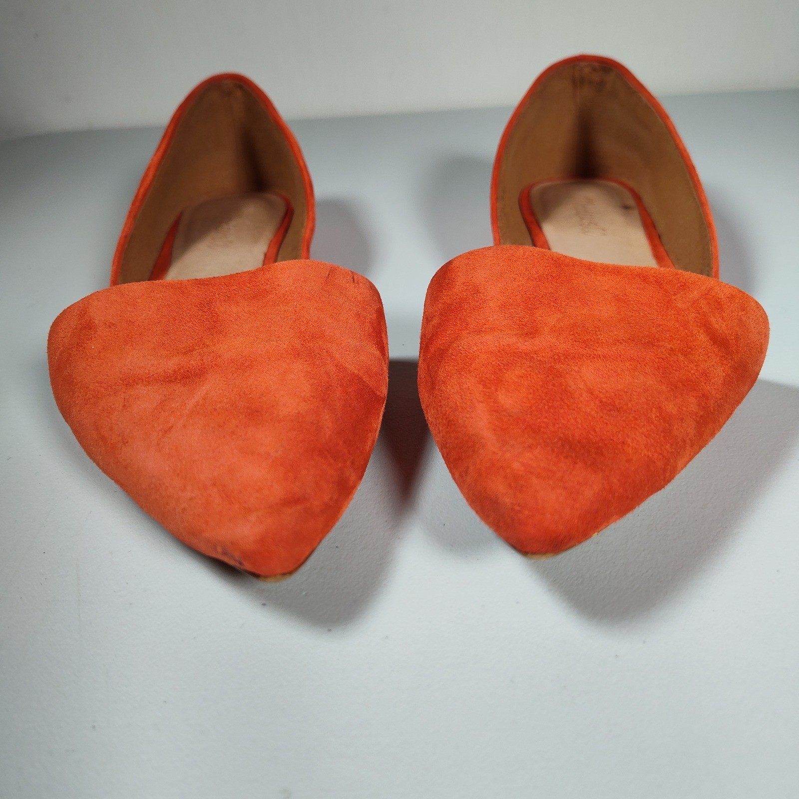 Madewell Lydia Orange Suede Pointed Toe d’Orsay Flats Shoes Womens 8.5