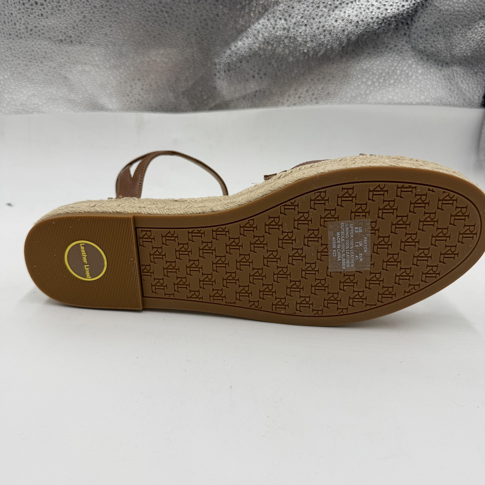 Lauren Ralph Lauren Payton Espadrille Sandals Shoes Womens 9.5 Brown Leather