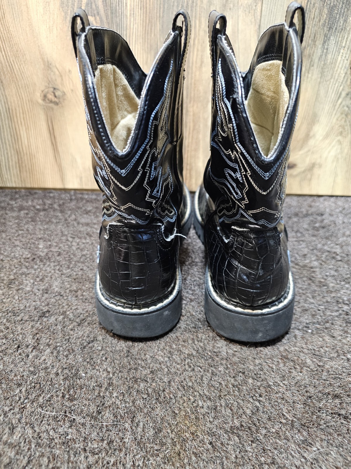 Roper Aligator Textured Black Ladies Chunky Boots Ricochet Womens 9