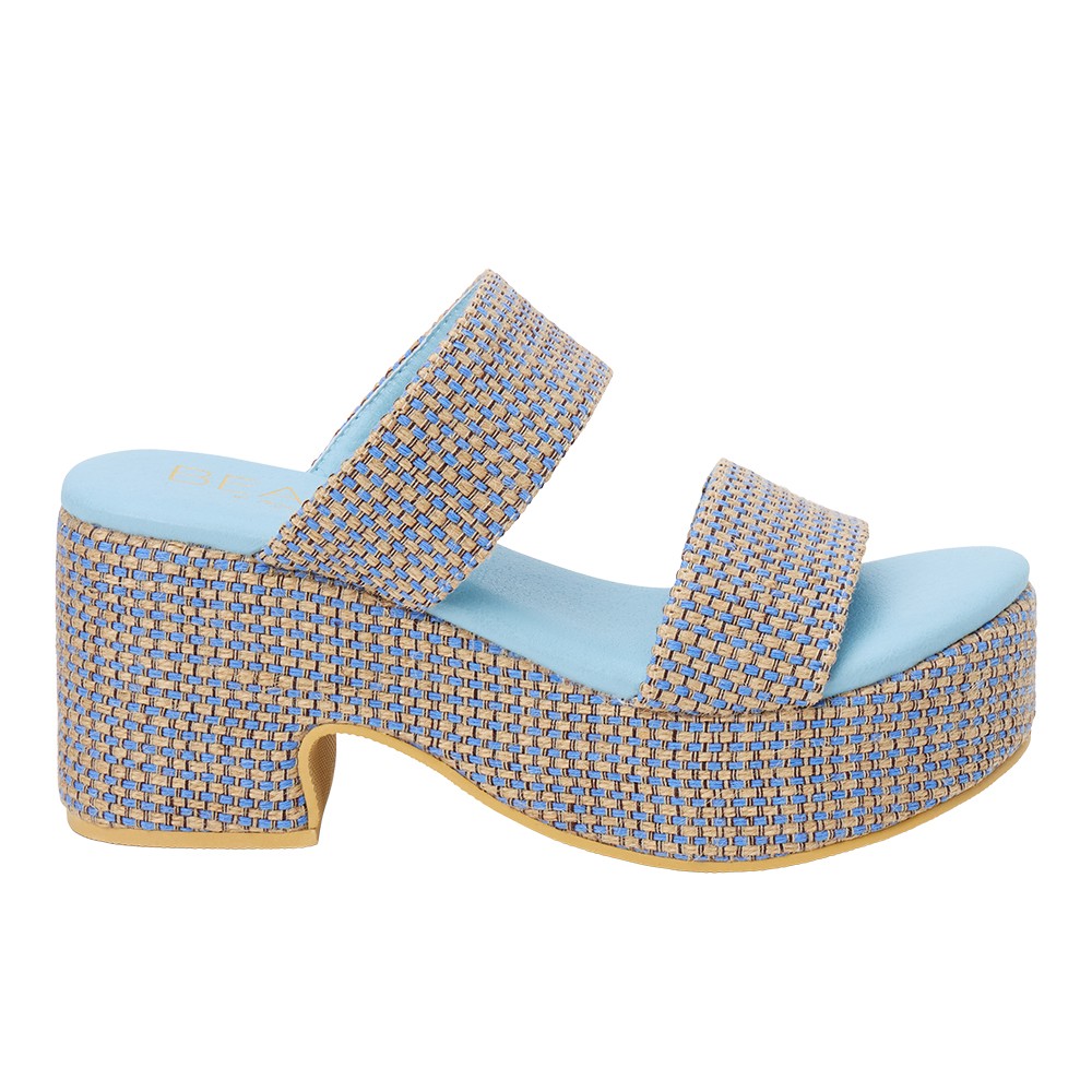 BEACH by Matisse Ocean Ave Platform Block Heels Womens Blue Casual Sandals OCEA