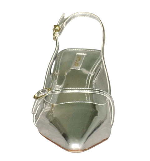 NEW Larroude INES Pump Women 5 Silver SPECCHIO Leather Made In Brazil MSRP$330