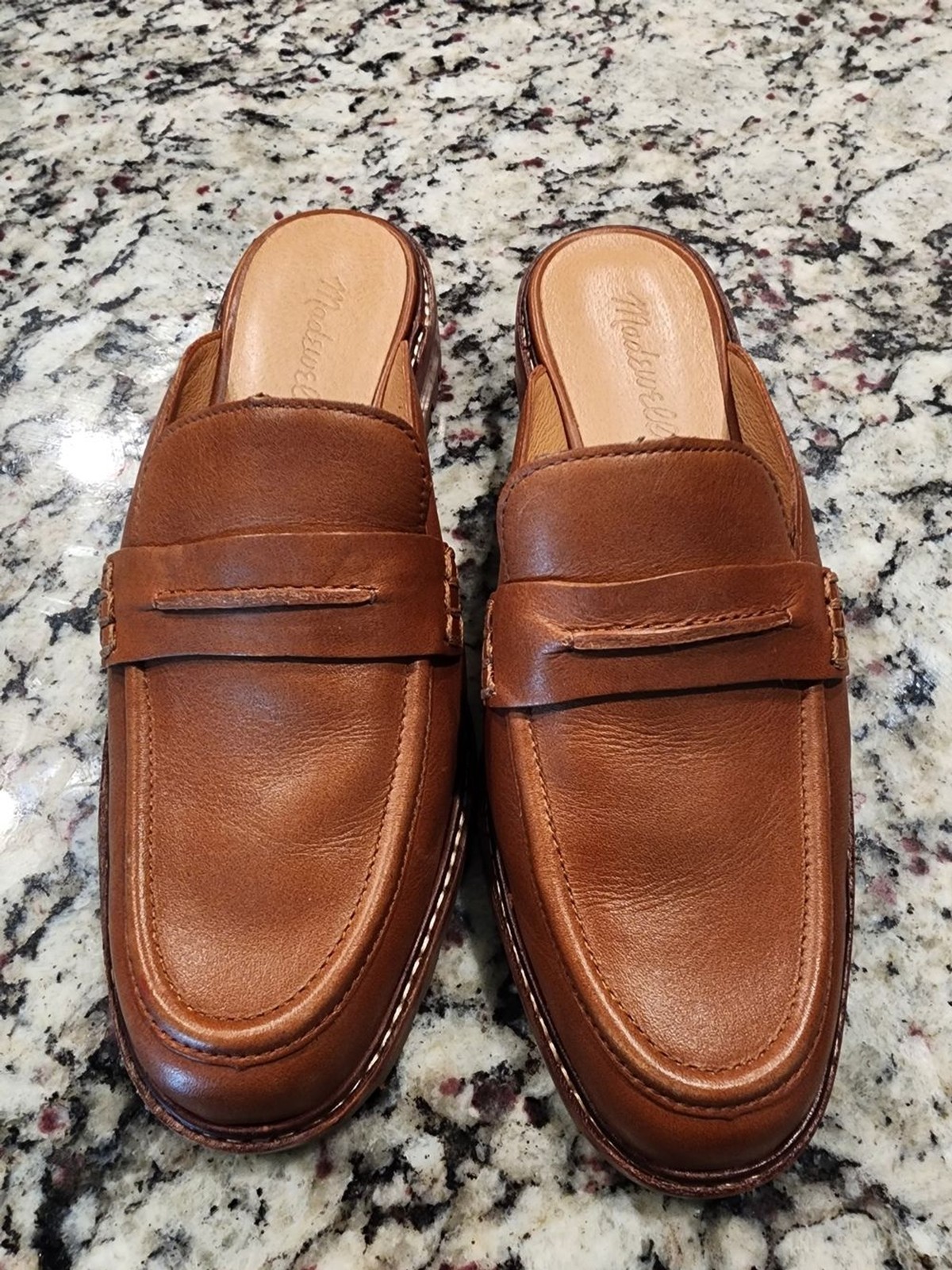 Madewell Brown Leather The Corinne Loafer Mules Excellent Condition