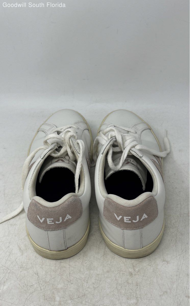 Veja Womens Esplar White Leather Lace-Up Low Top Round Toe Sneaker Shoes Size 8